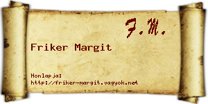 Friker Margit névjegykártya